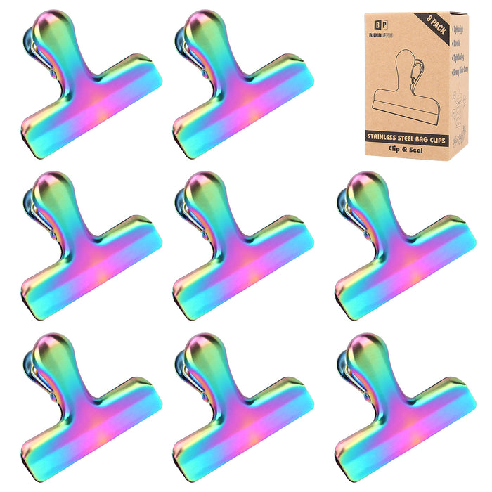 Pack of 8 Stainless Steel Bag Clips