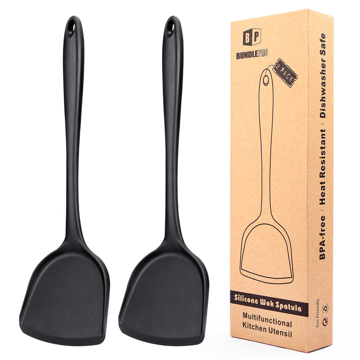 Pack of 2 Non-Stick Silicone Wok Spatulas