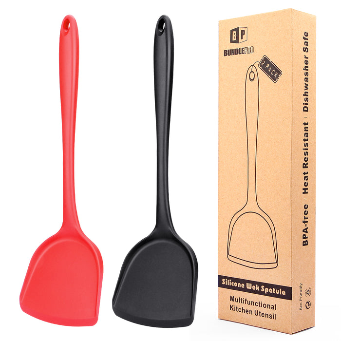 Pack of 2 Non-Stick Silicone Wok Spatulas