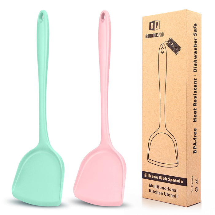 Pack of 2 Non-Stick Silicone Wok Spatulas