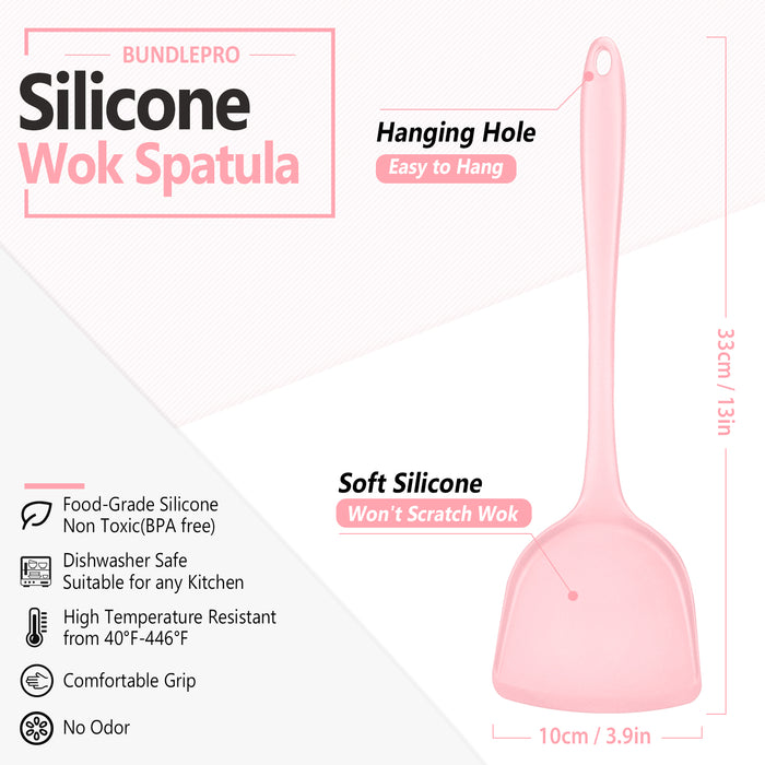 Pack of 2 Non-Stick Silicone Wok Spatulas