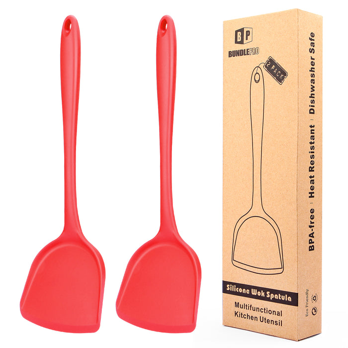 Pack of 2 Non-Stick Silicone Wok Spatulas