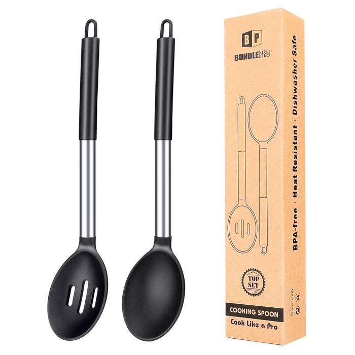 Pack of 2 Large Silicone Cooking Spoons