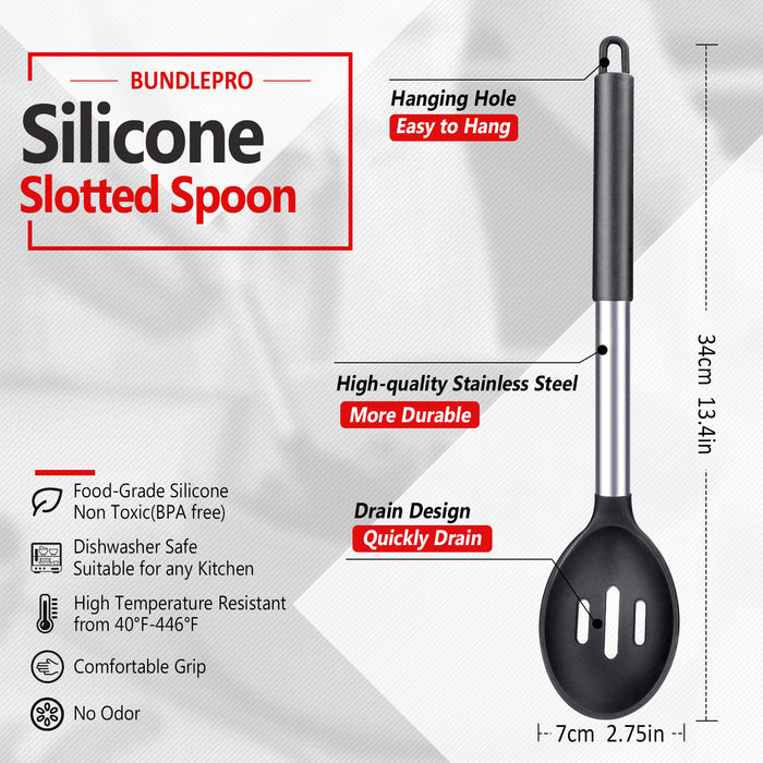 Pack of 2 Large Silicone Cooking Spoons