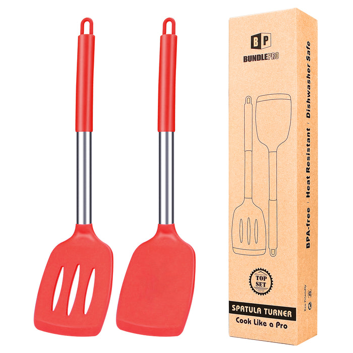 Pack of 2 Non Stick Silicone Solid Turner