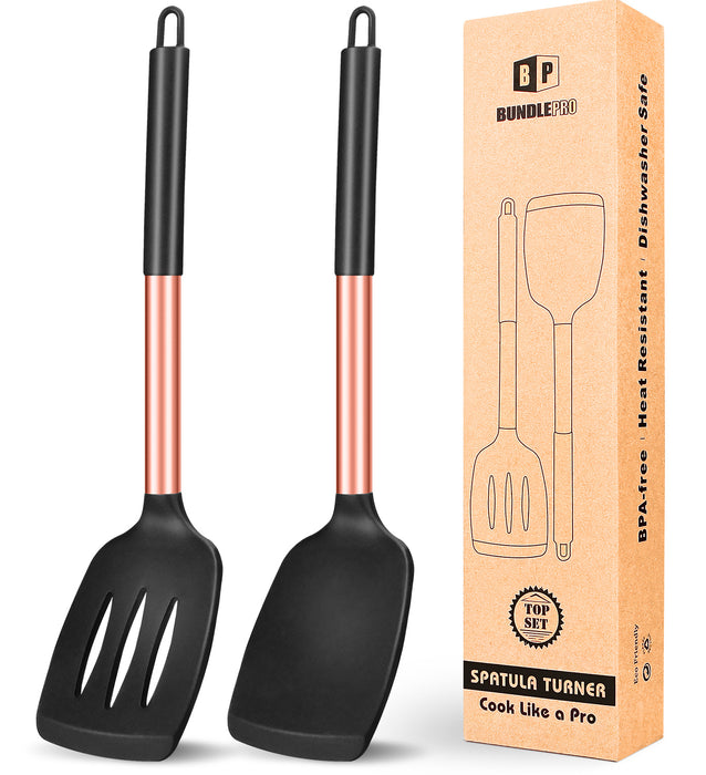 Pack of 2 Non Stick Silicone Solid Turner