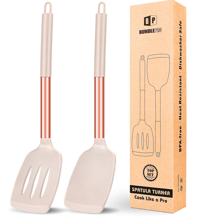 Pack of 2 Non Stick Silicone Solid Turner