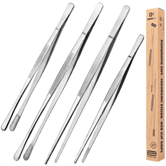 4 Pcs Kitchen Fine Tweezer Tongs
