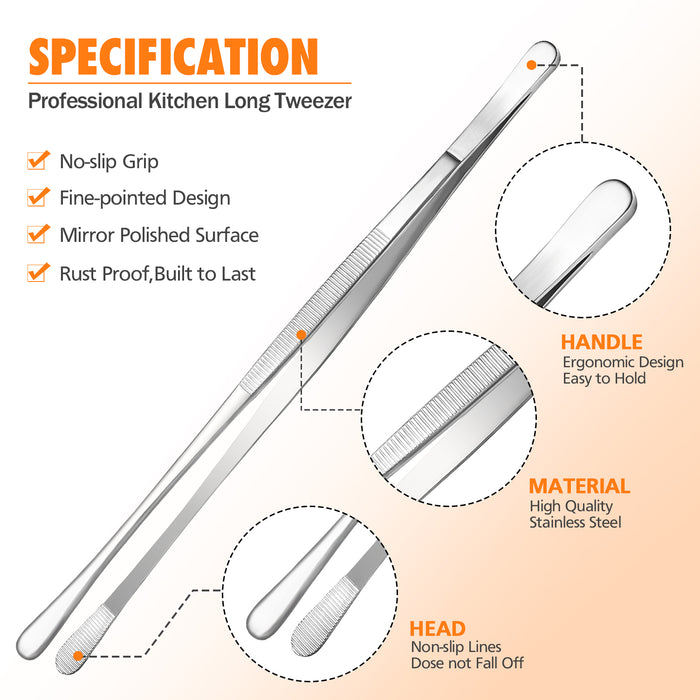 4 Pcs Kitchen Fine Tweezer Tongs