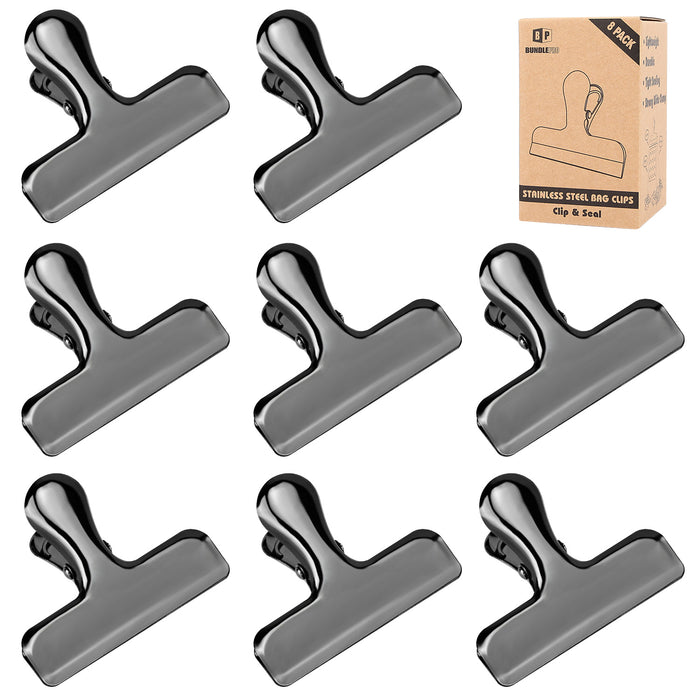 Pack of 8 Stainless Steel Bag Clips