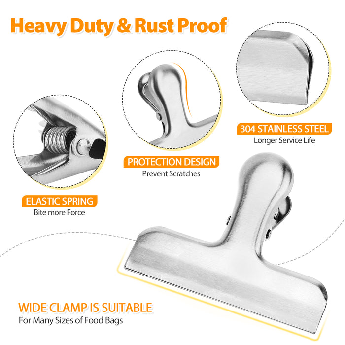 Pack of 8 Stainless Steel Bag Clips