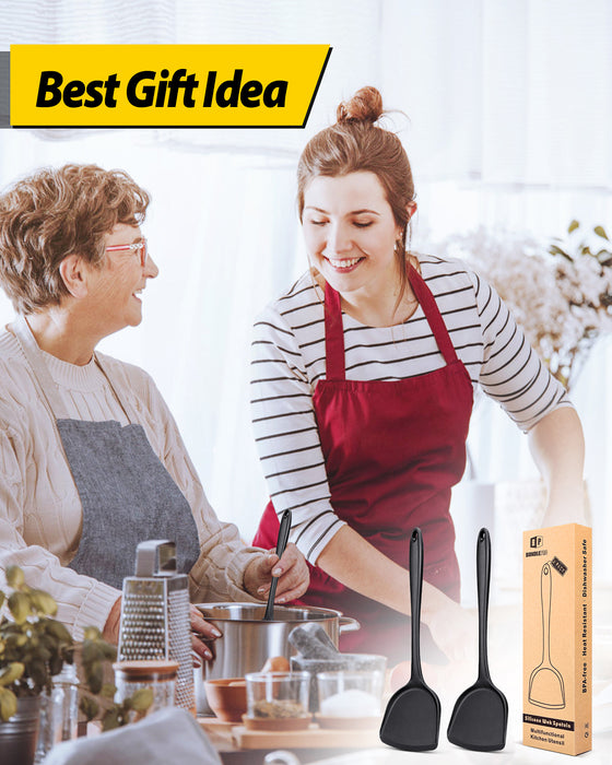 Pack of 2 Non-Stick Silicone Wok Spatulas