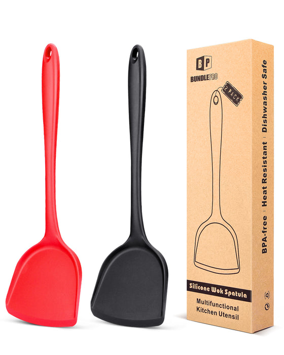 Pack of 2 Non-Stick Silicone Wok Spatulas