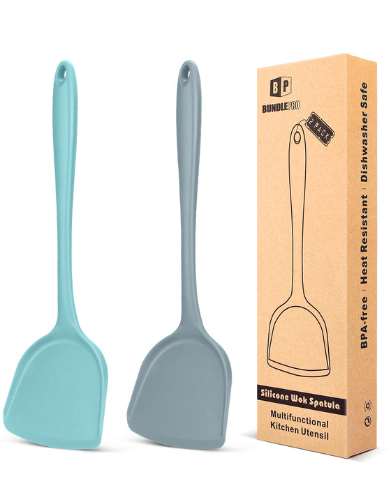 Pack of 2 Non-Stick Silicone Wok Spatulas