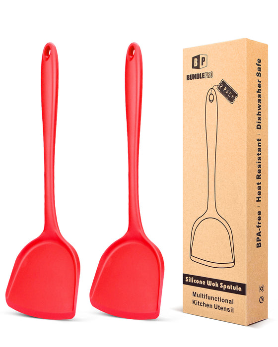 Pack of 2 Non-Stick Silicone Wok Spatulas