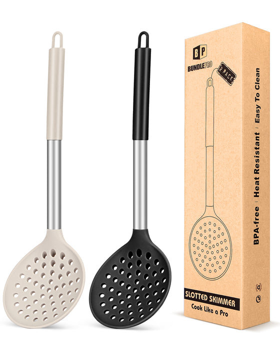 Set of 2 Large Kitchen Ladle Strainers