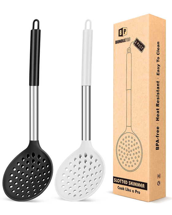 Set of 2 Large Kitchen Ladle Strainers