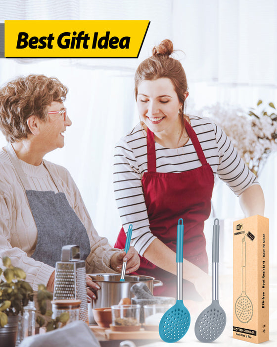 Set of 2 Large Kitchen Ladle Strainers