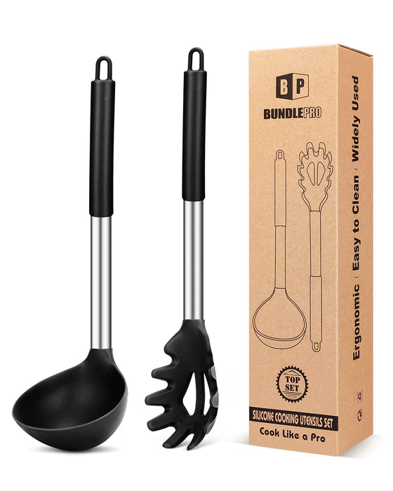 Silicone Pasta Fork and Ladle Spoon Set