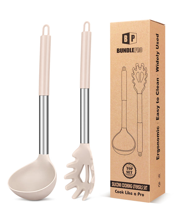 Silicone Pasta Fork and Ladle Spoon Set