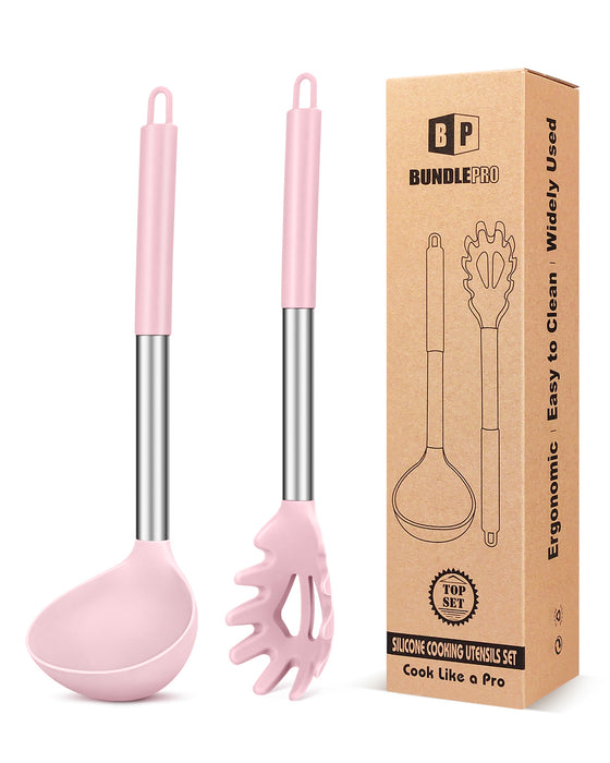 Silicone Pasta Fork and Ladle Spoon Set