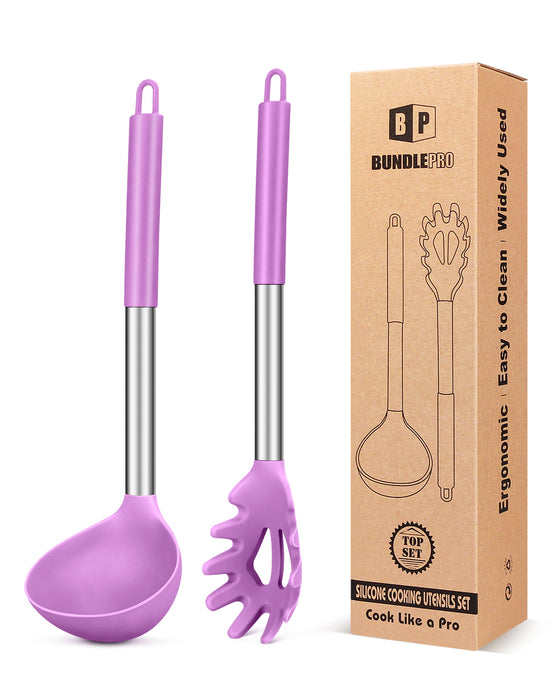 Silicone Pasta Fork and Ladle Spoon Set