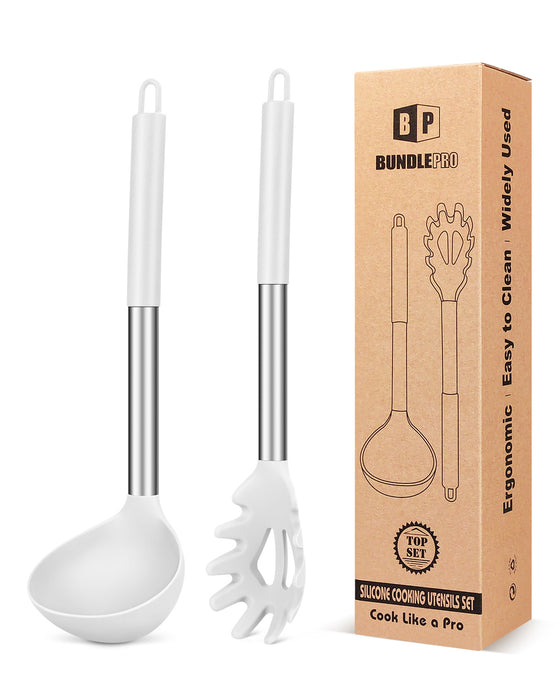 Silicone Pasta Fork and Ladle Spoon Set