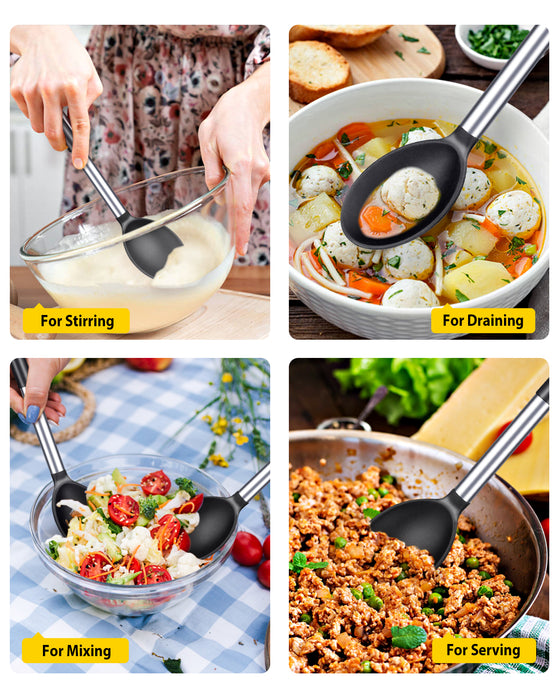 Pack of 2 Large Silicone Cooking Spoons