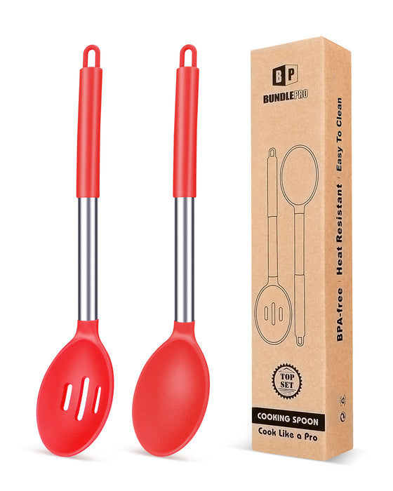Pack of 2 Large Silicone Cooking Spoons