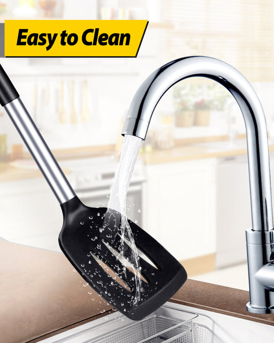 Pack of 2 Silicone Solid Turner ,Non Stick Slotted Kitchen Spatulas