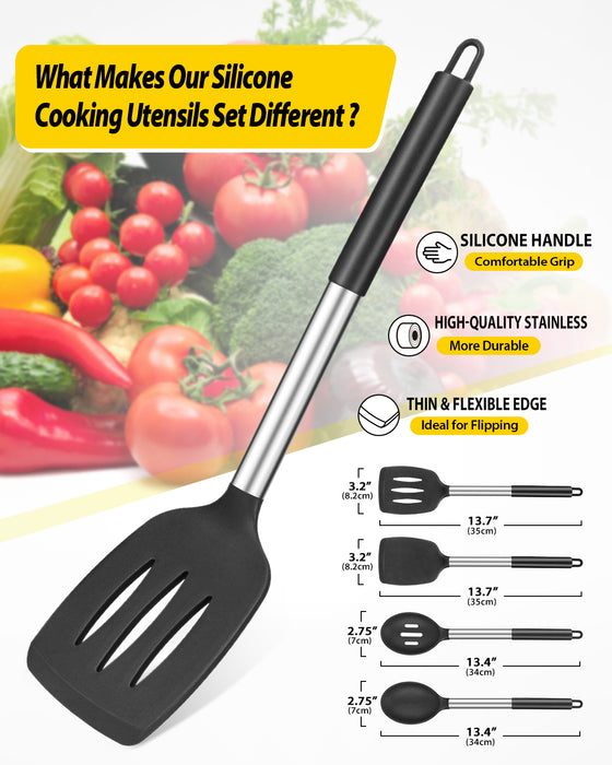 Pack of 4 Silicone Cooking Utensils Set