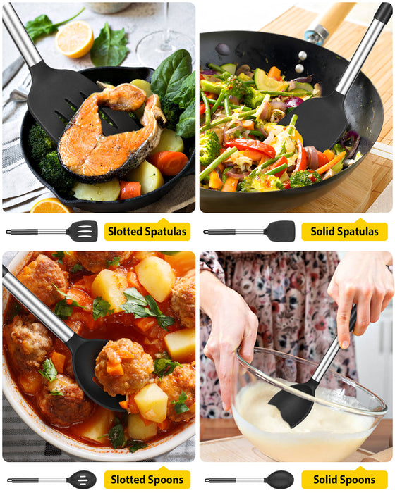 Pack of 4 Silicone Cooking Utensils Set