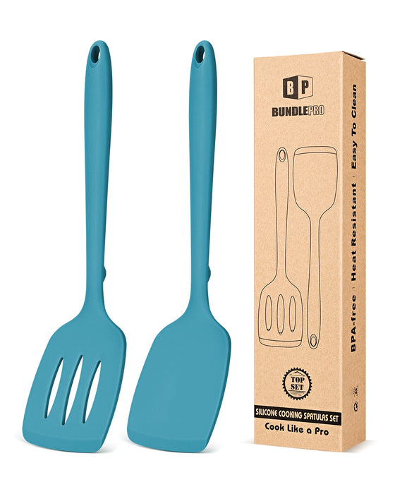 Pack of 2 Silicone Spatula Turners, Non Stick Slotted Kitchen Spatula Set