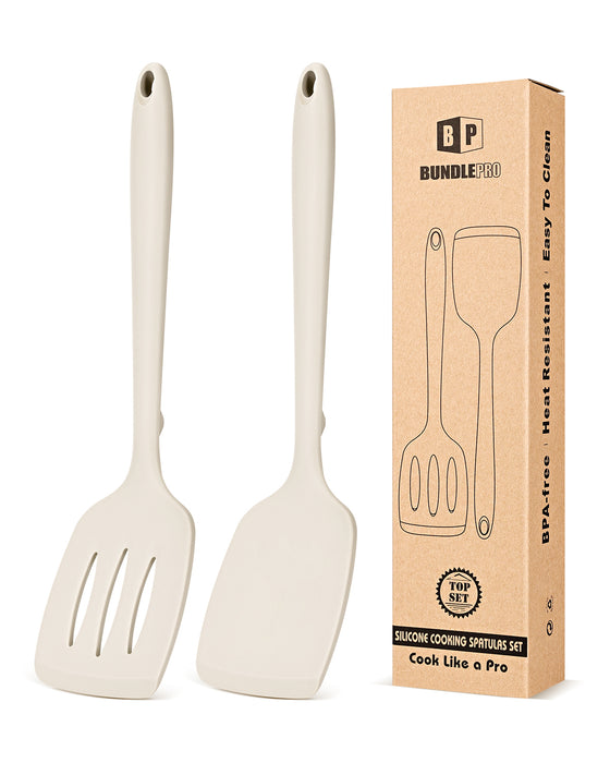 Pack of 2 Silicone Spatula Turners, Non Stick Slotted Kitchen Spatula Set