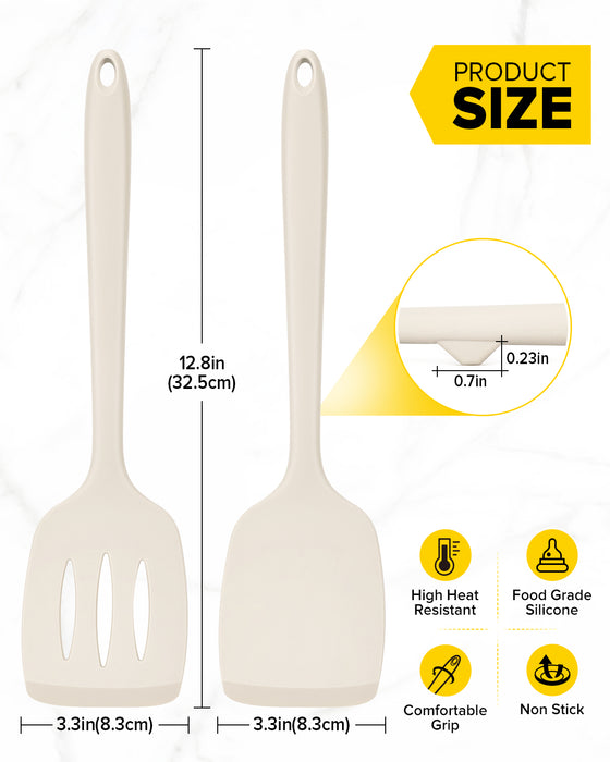 Pack of 2 Silicone Spatula Turners, Non Stick Slotted Kitchen Spatula Set