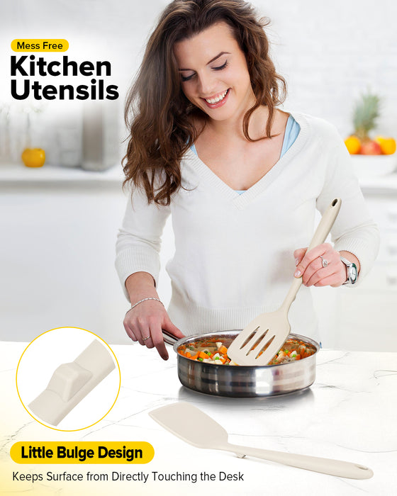 Pack of 2 Silicone Spatula Turners, Non Stick Slotted Kitchen Spatula Set