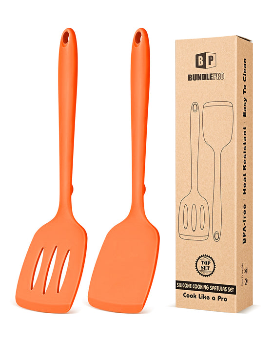 Pack of 2 Silicone Spatula Turners, Non Stick Slotted Kitchen Spatula Set