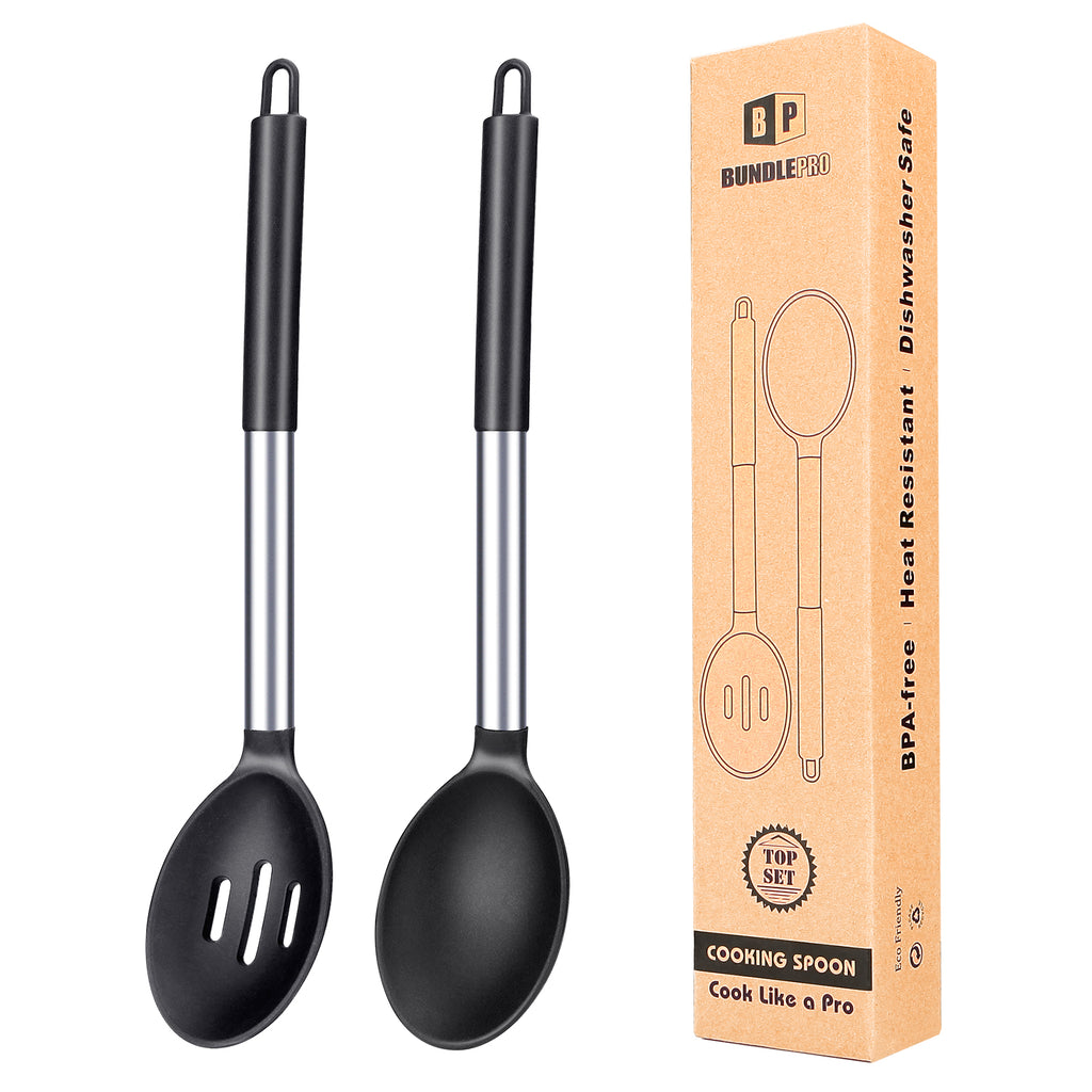 2 Pcs Silicone Spoons For Cooking Heat Resistant, Hygienic Design